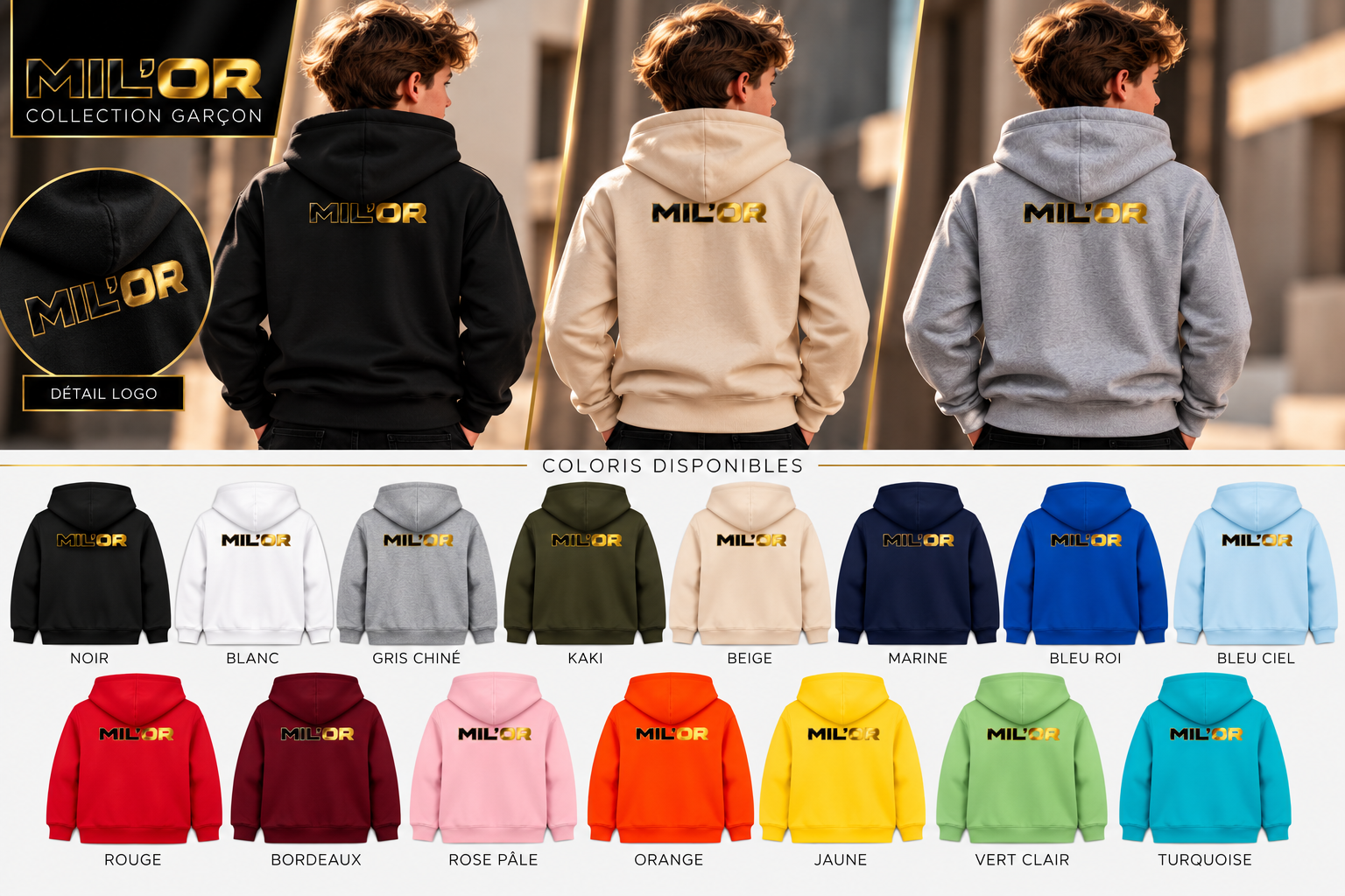 Visuel de la collection de sweats garçon MIL’OR